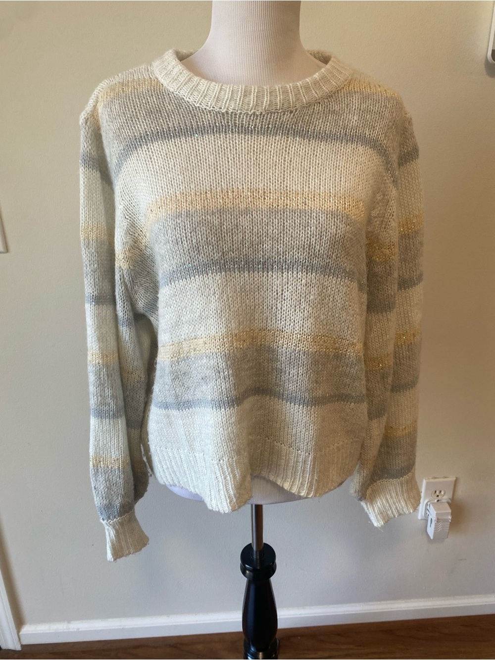 LC Lauren Conrad Striped Knit Sequin Pullover Sweater